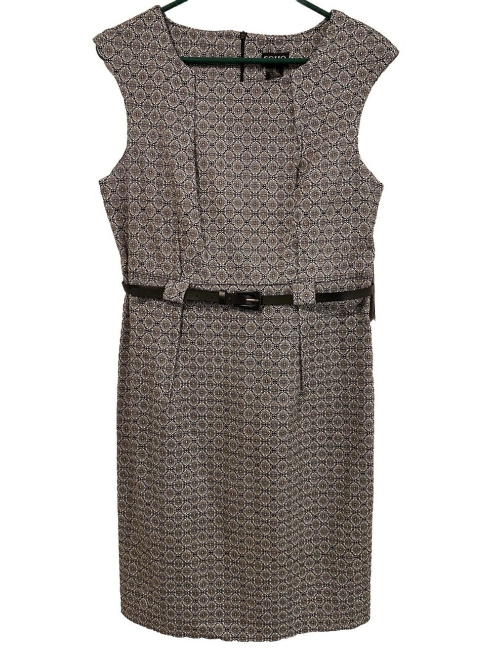 Black & White Floral Sz. 12 Dress Sleeveless With Belted Women’s Soho Apparel